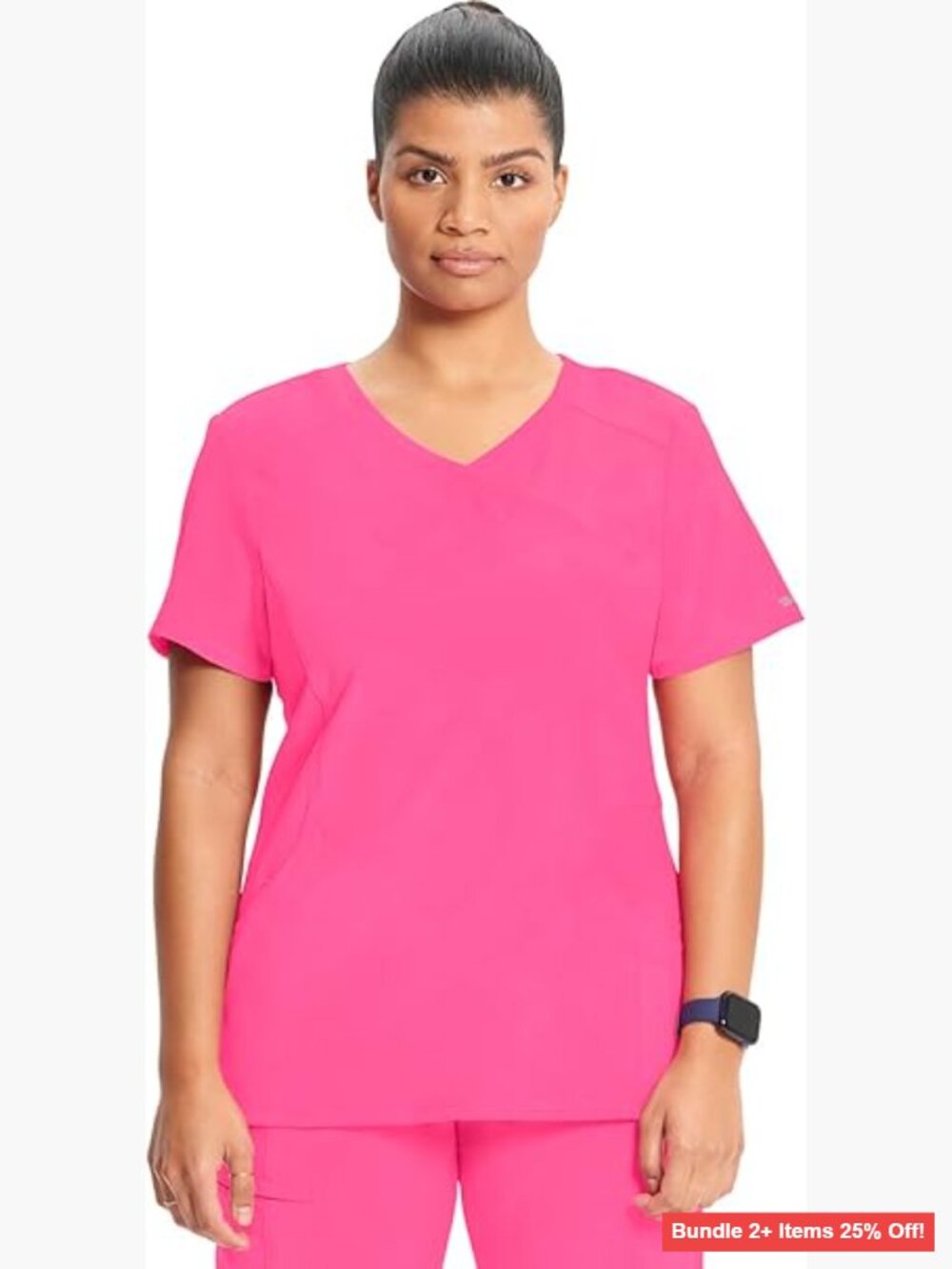Mock Wrap Scrub Top with Pockets, Slim Fit, XXL Plus Size